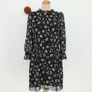 Wilfred Swept Mini Dress Black Wildberry Purple Floral Chiffon Sz 10 Whimsigoth
